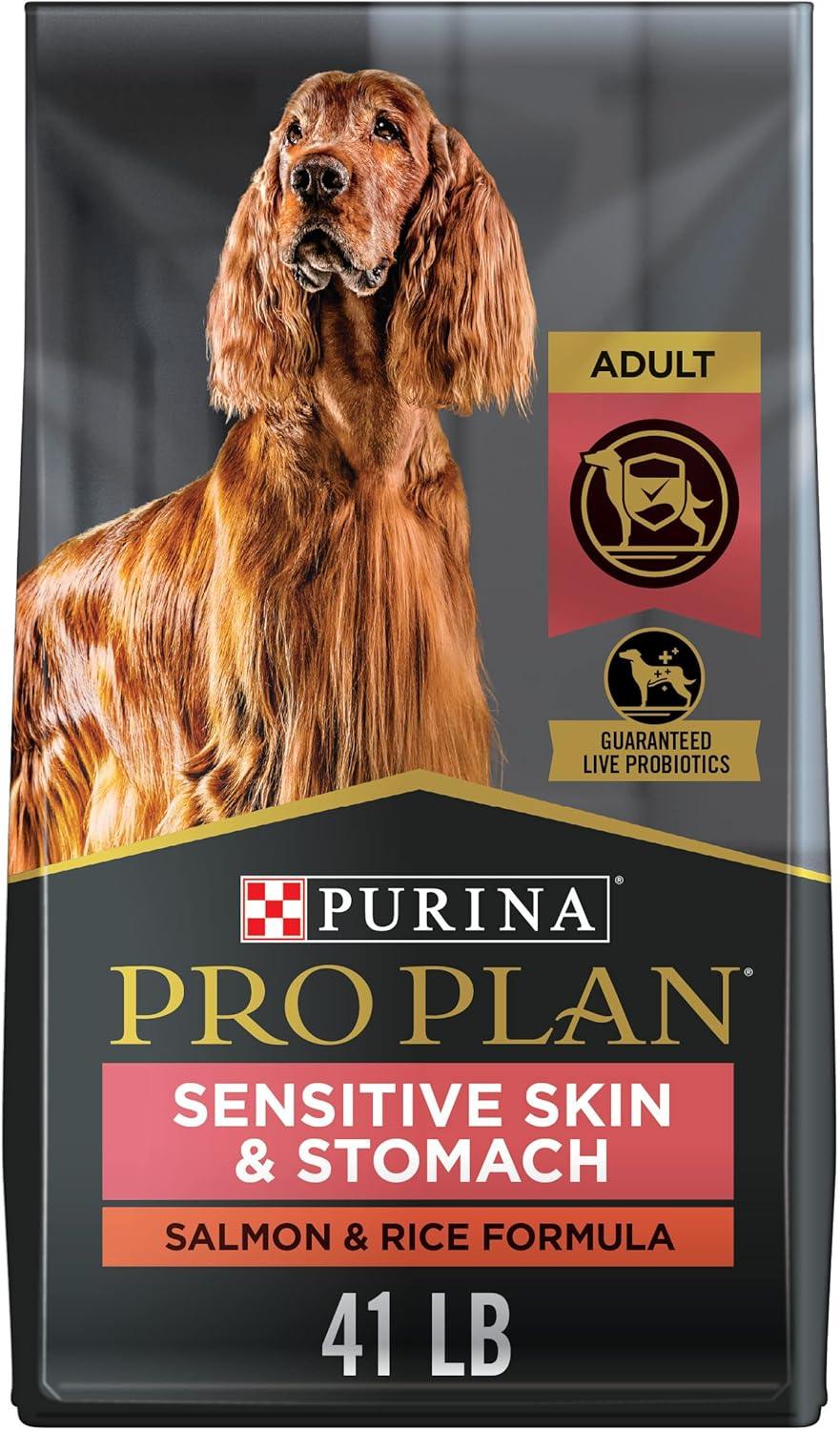 Purina Pro Plan Sensitive Skin and Stomach Dog Food Dry, Adult Salmon & Rice Formula, Digestive Health - 30 lb. Bag